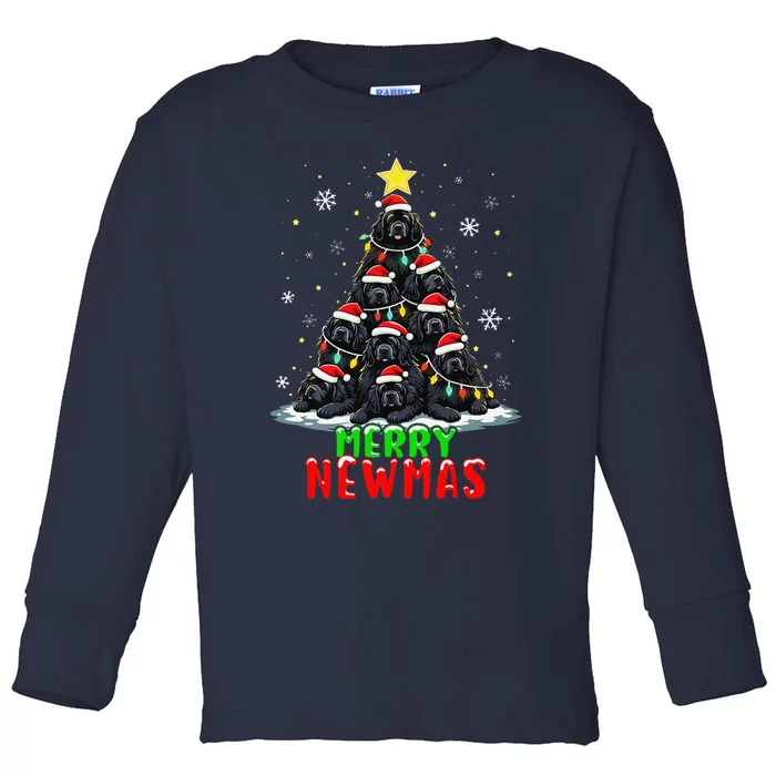 Merry Newmas Newfoundland Christmas Tree Dog Lovers Holiday Toddler Long Sleeve Shirt