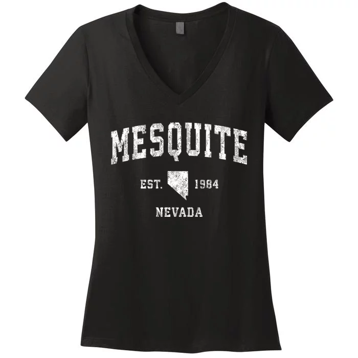 Mesquite Nevada Nv Vintage Athletic Sports Women's V-Neck T-Shirt