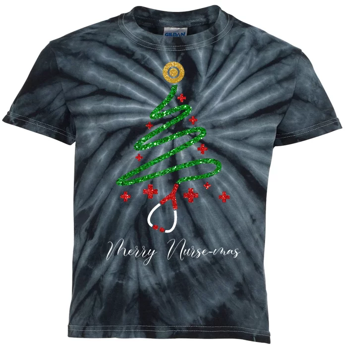 Merry Nursemas Nurse Christmas Kids Tie-Dye T-Shirt