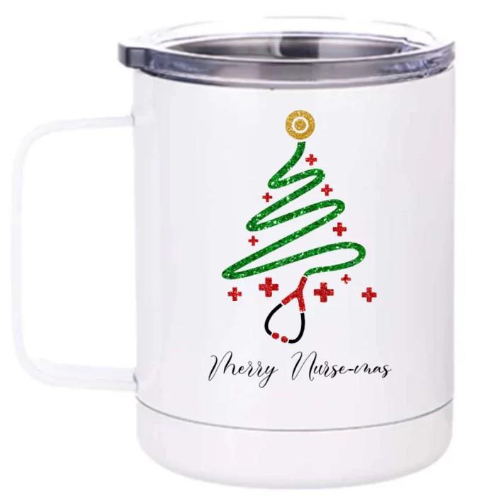 Merry Nursemas Nurse Christmas Front & Back 12oz Stainless Steel Tumbler Cup