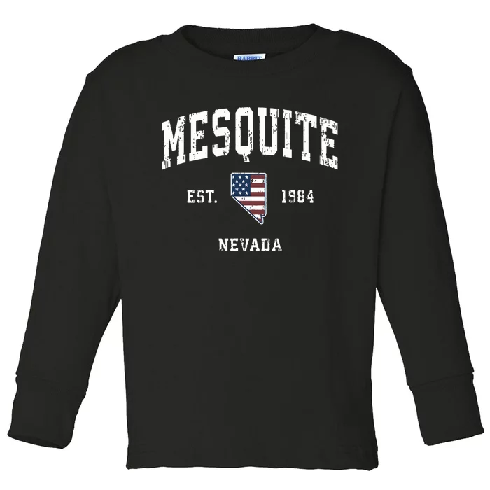 Mesquite Nevada Nv Vintage American Flag Sports Design Toddler Long Sleeve Shirt