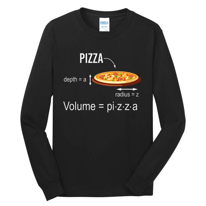 Maths Nerd Pizza Lovers Volume Formula Geek Math Teacher Tall Long Sleeve T-Shirt