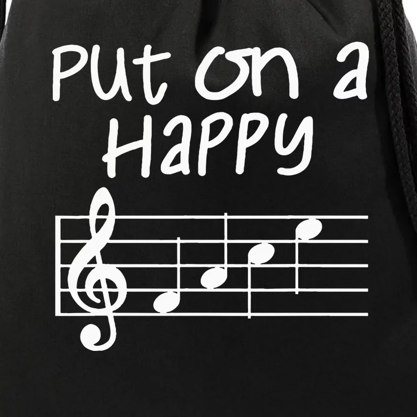 Musical Notes Put On A Happy Face Cute Music Loving Drawstring Bag