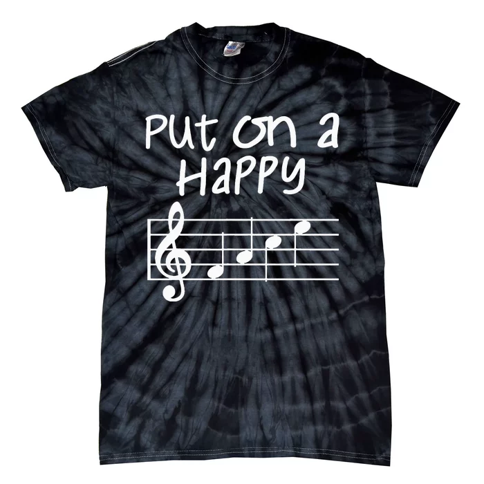 Musical Notes Put On A Happy Face Cute Music Loving Tie-Dye T-Shirt