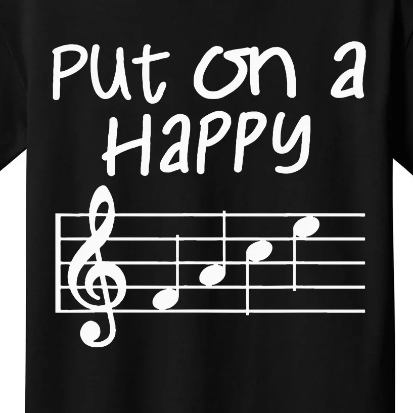 Musical Notes Put On A Happy Face Cute Music Loving Kids T-Shirt