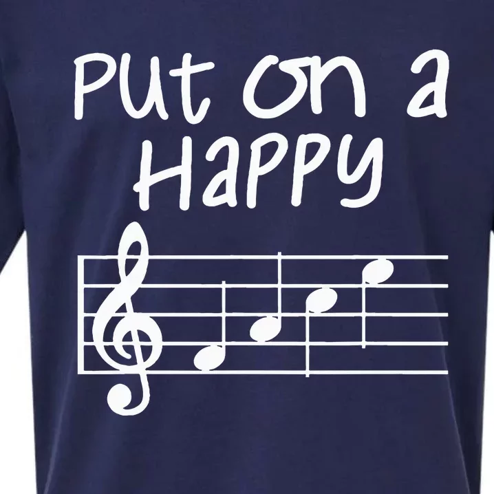 Musical Notes Put On A Happy Face Cute Music Loving Sueded Cloud Jersey T-Shirt