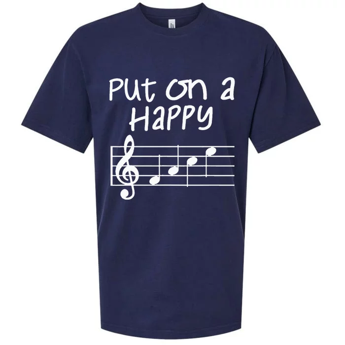 Musical Notes Put On A Happy Face Cute Music Loving Sueded Cloud Jersey T-Shirt