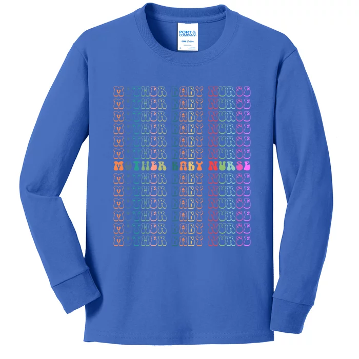 Mother Nurse Postpartum Nursing Groovy Meaningful Gift Kids Long Sleeve Shirt