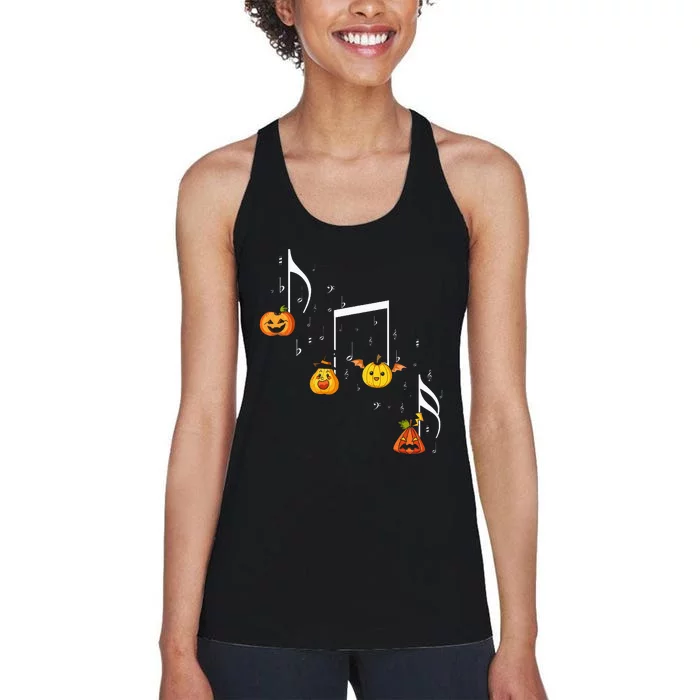 M.U.S.I.C Note Pumpkin Fall Music Teacher Halloween Costume Women's Racerback Tank