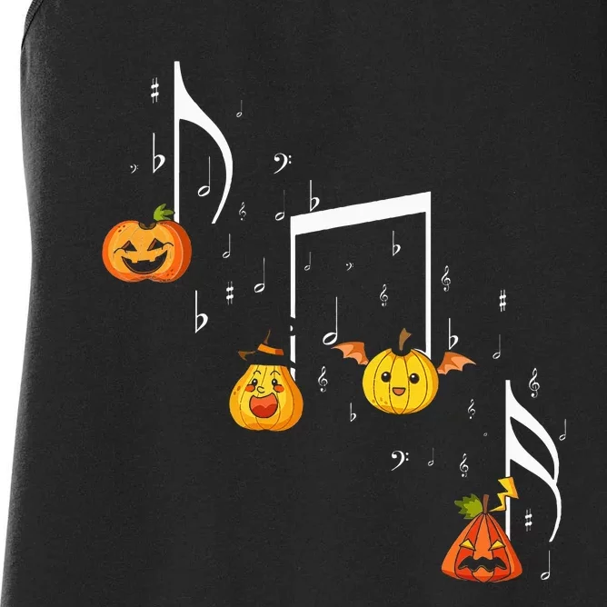 M.U.S.I.C Note Pumpkin Fall Music Teacher Halloween Costume Women's Racerback Tank