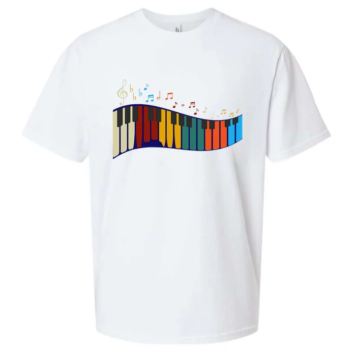 Music Notes Pianist Gift Colorful Piano Sueded Cloud Jersey T-Shirt