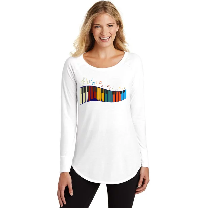 Music Notes Pianist Gift Colorful Piano Women's Perfect Tri Tunic Long Sleeve Shirt