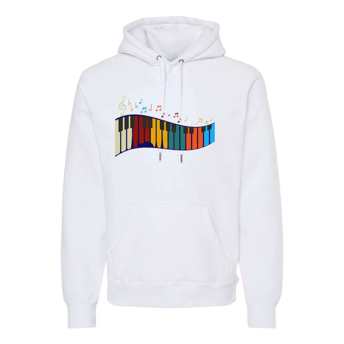 Music Notes Pianist Gift Colorful Piano Premium Hoodie