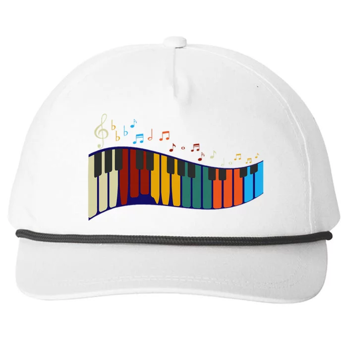 Music Notes Pianist Gift Colorful Piano Snapback Five-Panel Rope Hat