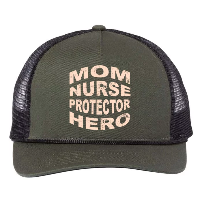 Mom Nurse Protector Hero Mom Profession Superhero Nurse Gift Retro Rope Trucker Hat Cap