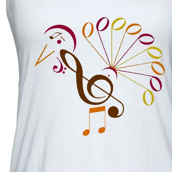 Music Note Symbol Turkey Music Teacher Thanksgiving Musician Ladies Essential Flowy Tank