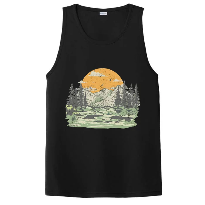 Mountain Nature Sunset Vintage Performance Tank