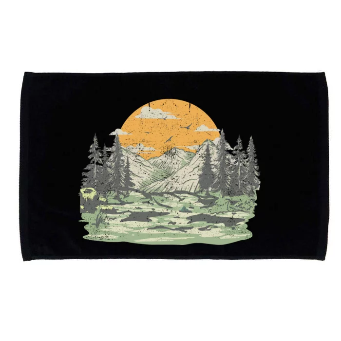 Mountain Nature Sunset Vintage Microfiber Hand Towel