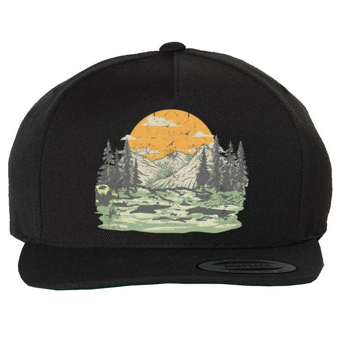 Mountain Nature Sunset Vintage Wool Snapback Cap