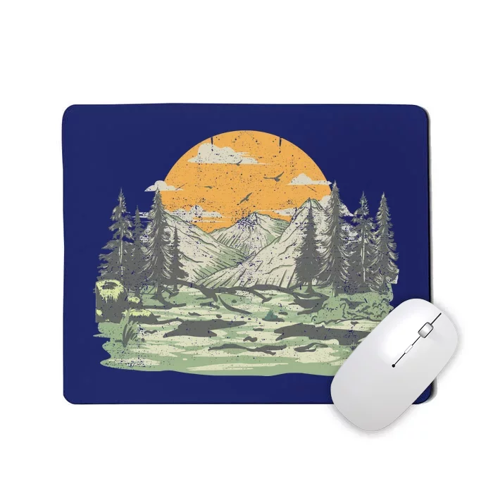 Mountain Nature Sunset Vintage Mousepad