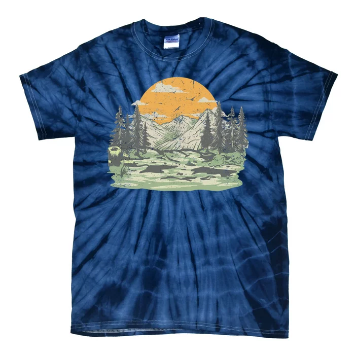 Mountain Nature Sunset Vintage Tie-Dye T-Shirt