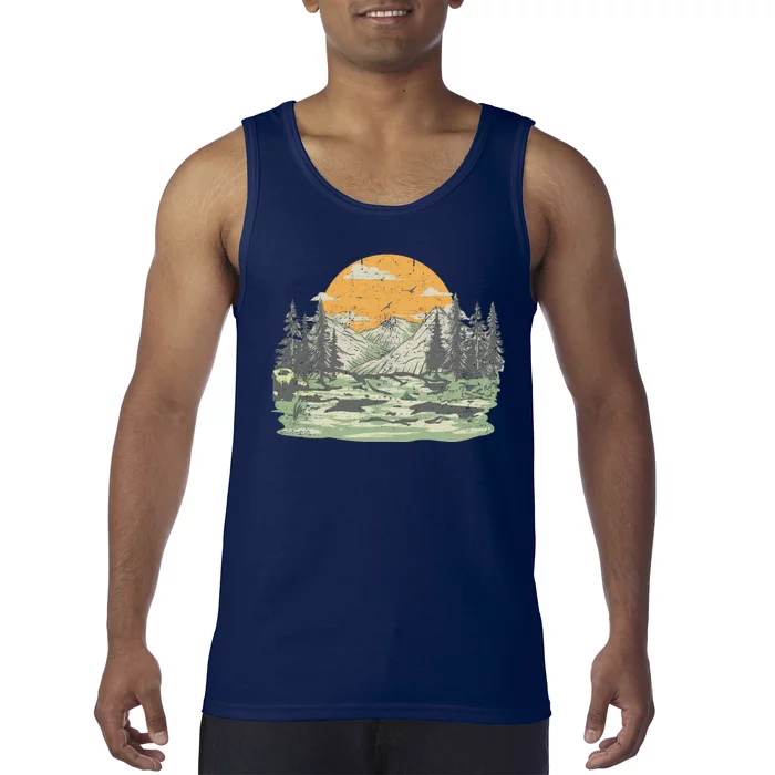 Mountain Nature Sunset Vintage Tank Top