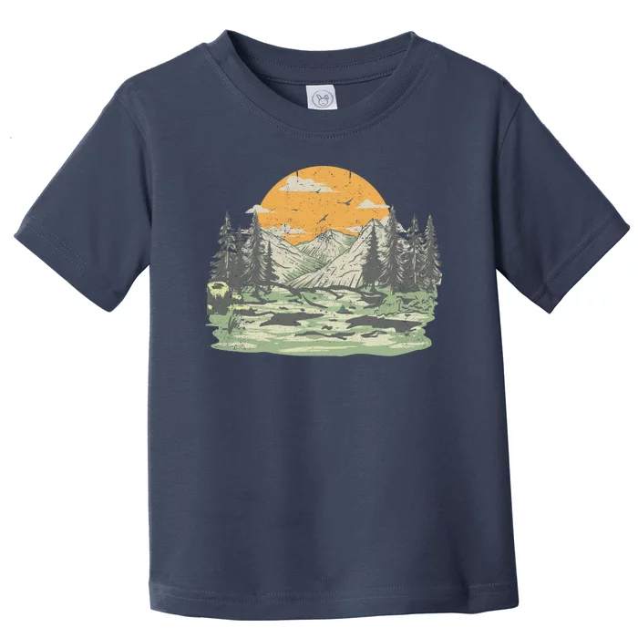 Mountain Nature Sunset Vintage Toddler T-Shirt