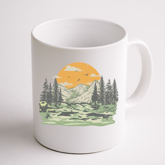 Mountain Nature Sunset Vintage Front & Back Coffee Mug