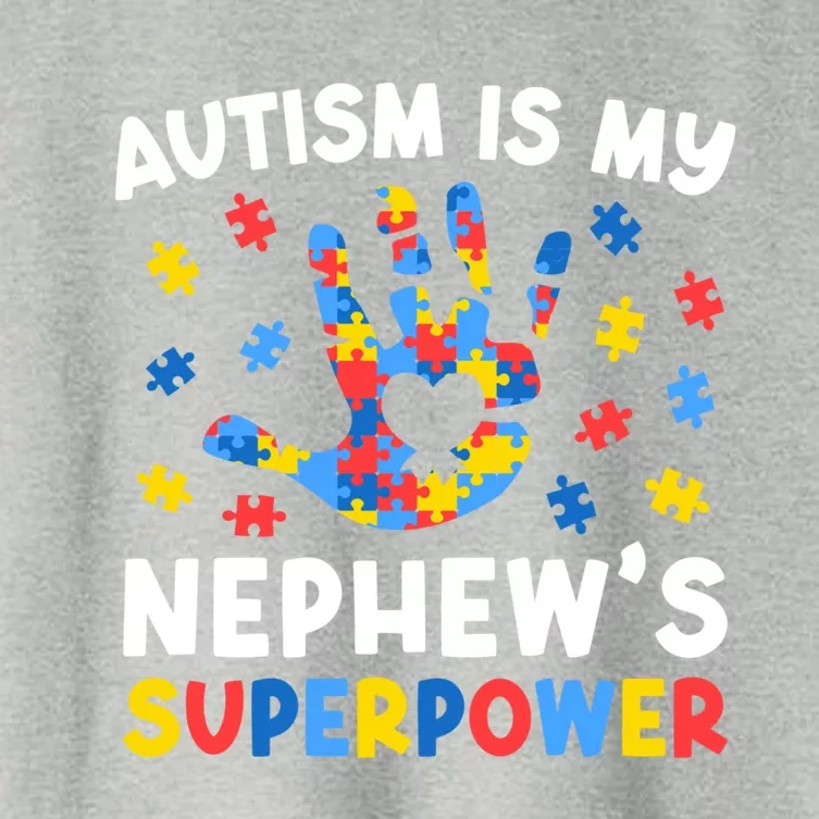 My NephewS Superpower Proud Autism Tia Autism Awareness Gift Women's Crop Top Tee