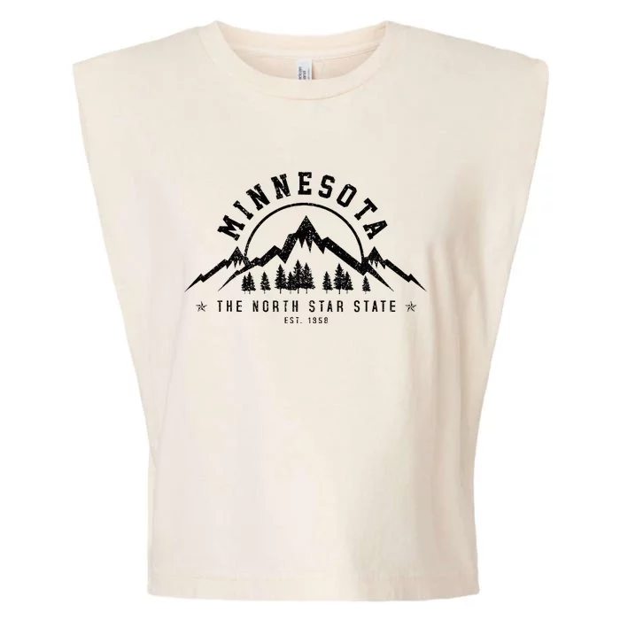 Minnesota North Star State Est. 1858 Vintage Mountains Gift Garment-Dyed Women's Muscle Tee