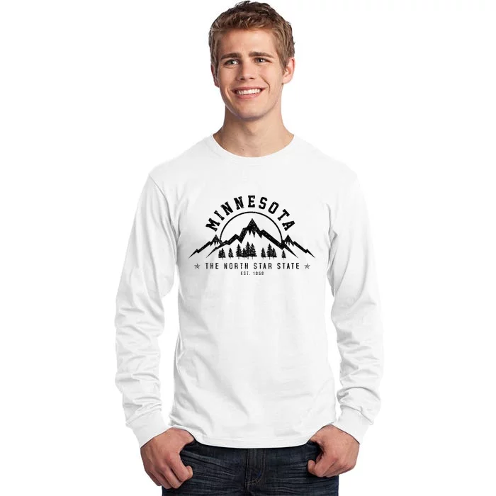 Minnesota North Star State Est. 1858 Vintage Mountains Gift Tall Long Sleeve T-Shirt