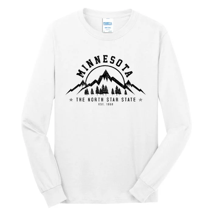 Minnesota North Star State Est. 1858 Vintage Mountains Gift Tall Long Sleeve T-Shirt