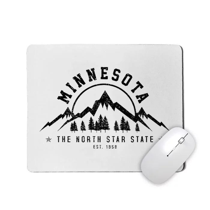 Minnesota North Star State Est. 1858 Vintage Mountains Gift Mousepad