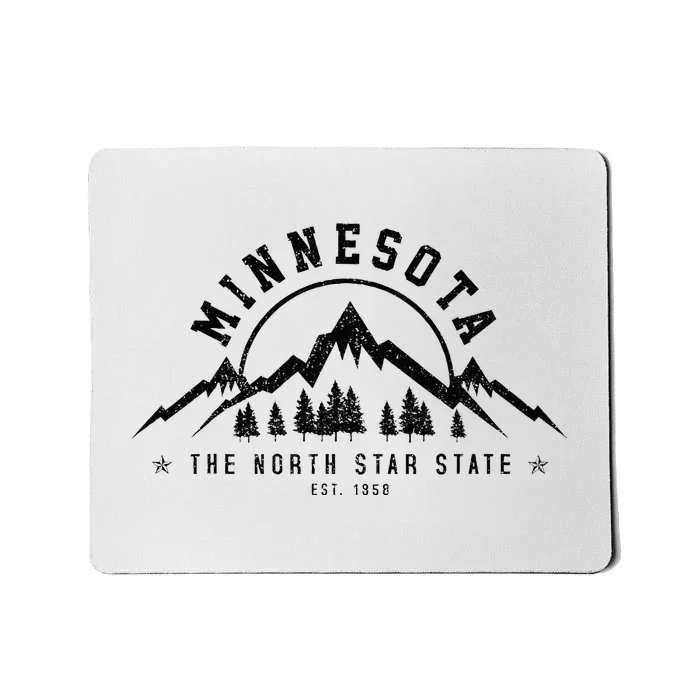 Minnesota North Star State Est. 1858 Vintage Mountains Gift Mousepad