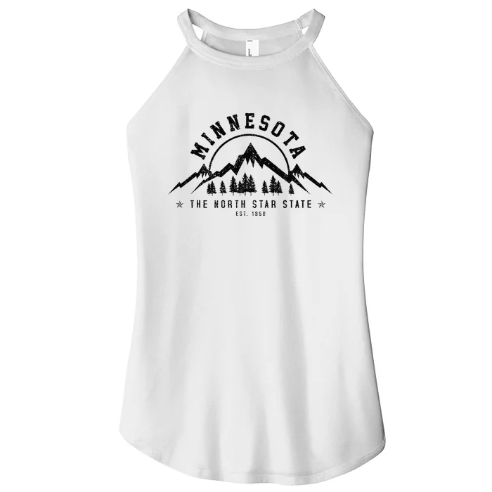 Minnesota North Star State Est. 1858 Vintage Mountains Gift Women’s Perfect Tri Rocker Tank