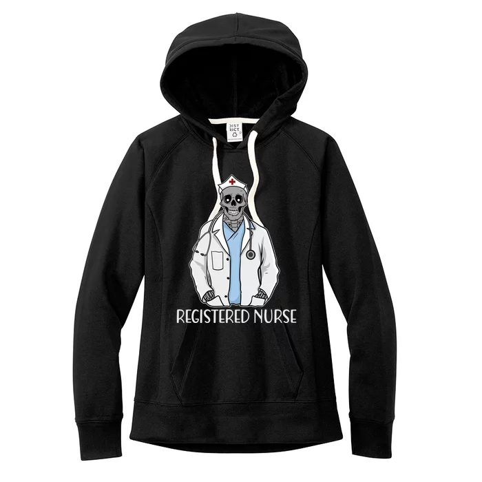 Medical Nursing Skull Registered Nurse Skeleton Halloween Gift Women's Fleece Hoodie