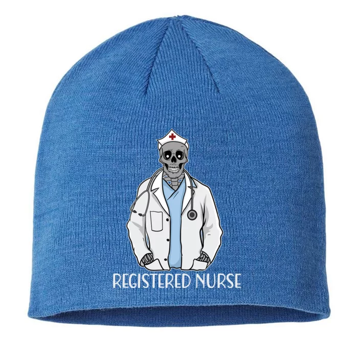 Medical Nursing Skull Registered Nurse Skeleton Halloween Gift 8 1/2in Sustainable Knit Beanie