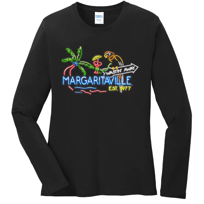 Margaritaville Neon Sign Ladies Long Sleeve Shirt