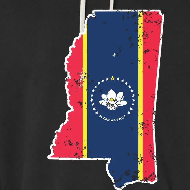 Mississippi New State Flag Weathered Design Southerner Garment-Dyed Fleece Hoodie