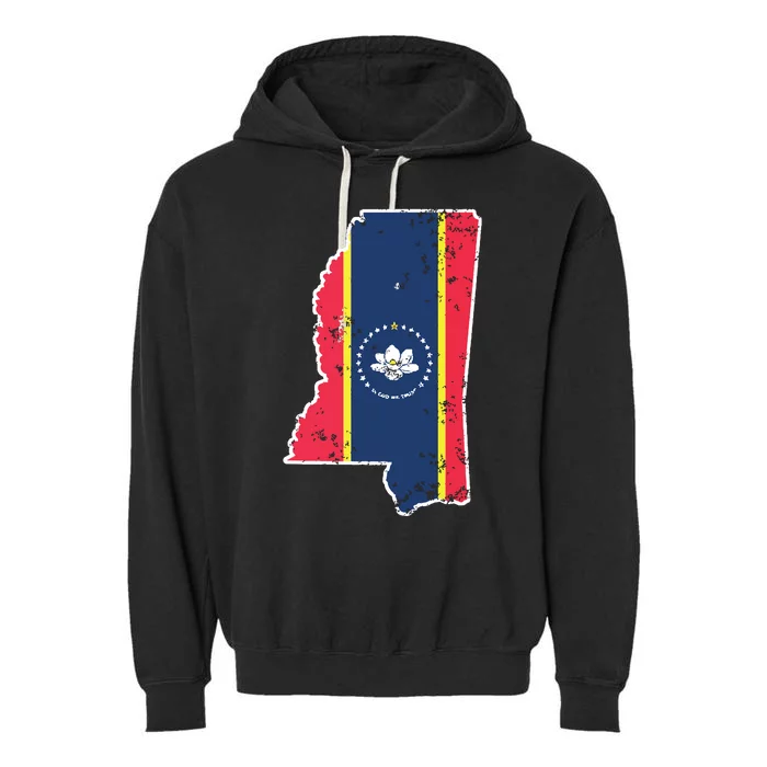 Mississippi New State Flag Weathered Design Southerner Garment-Dyed Fleece Hoodie