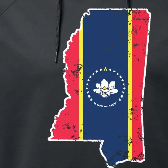 Mississippi New State Flag Weathered Design Southerner Performance Fleece Hoodie