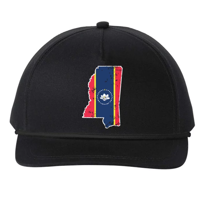 Mississippi New State Flag Weathered Design Southerner Snapback Five-Panel Rope Hat