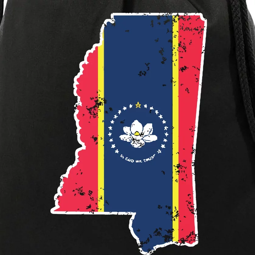 Mississippi New State Flag Weathered Design Southerner Drawstring Bag