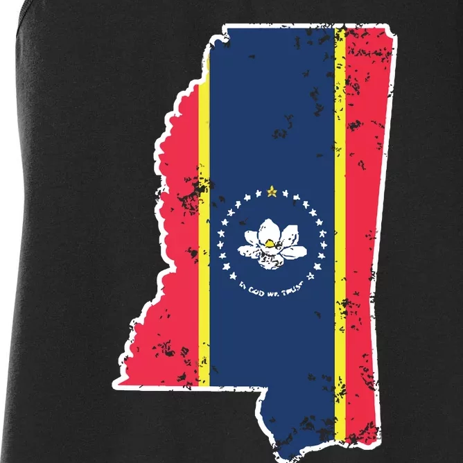 Mississippi New State Flag Weathered Design Southerner Women's Racerback Tank