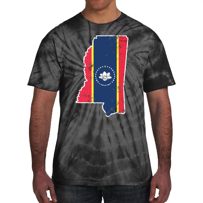 Mississippi New State Flag Weathered Design Southerner Tie-Dye T-Shirt