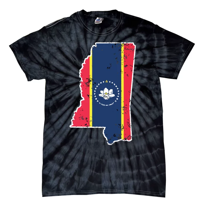 Mississippi New State Flag Weathered Design Southerner Tie-Dye T-Shirt