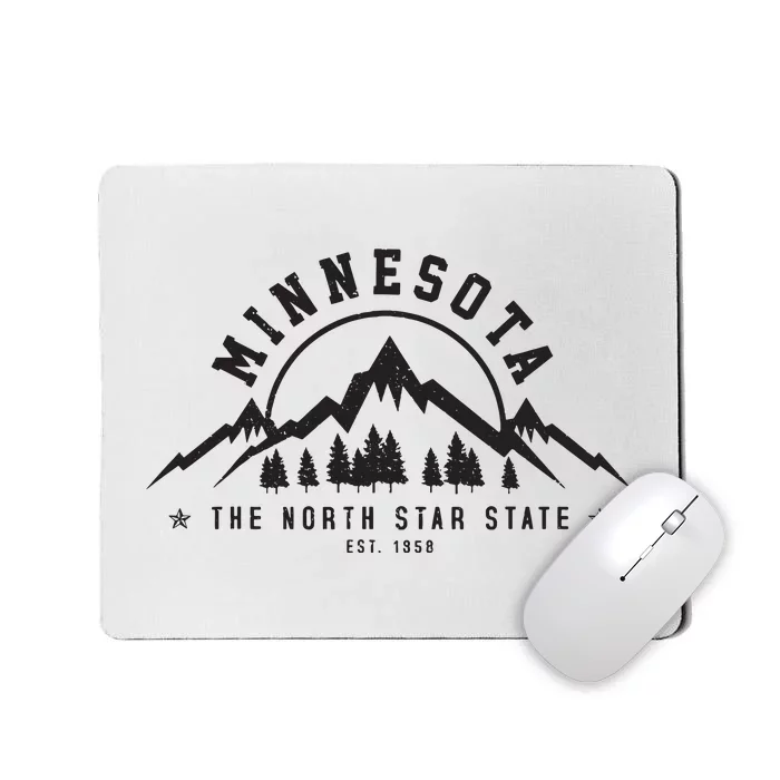 Minnesota North Star State Est 1858 Vintage Mountains Gift Mousepad