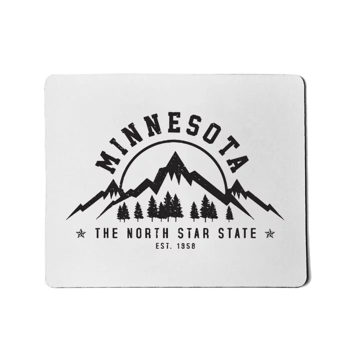 Minnesota North Star State Est 1858 Vintage Mountains Gift Mousepad