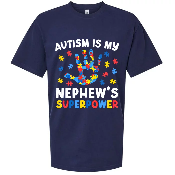 My NephewS Superpower Proud Autism Tia Autism Awareness Gift Sueded Cloud Jersey T-Shirt