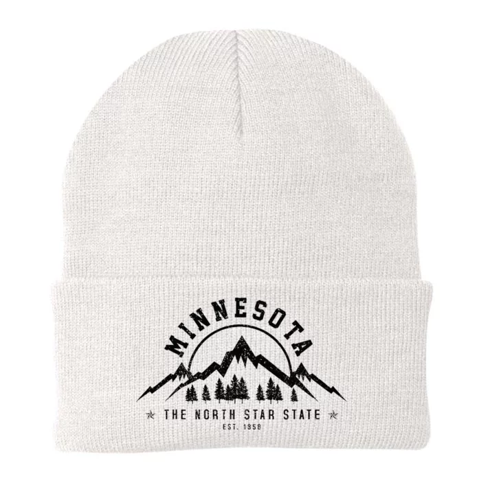 Minnesota North Star State Est. 1858 Vintage Mountains Gift Knit Cap Winter Beanie